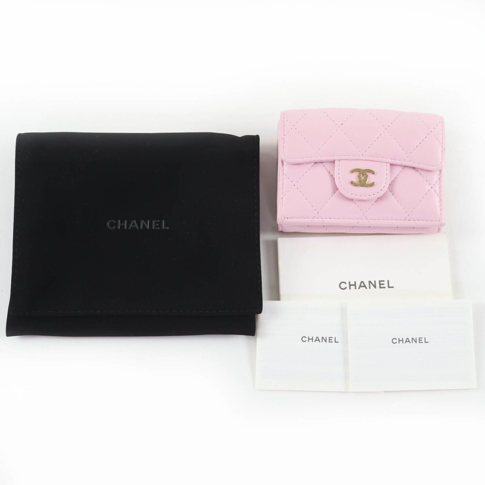 CHANEL Pink Lambskin Leather Logo Wallet - Picture 2 of 13
